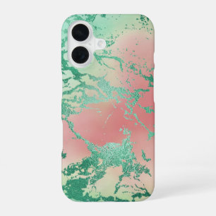 Coque iPhone 16 Marbre cool Joli Pastel Purple Blue Pink Ombre