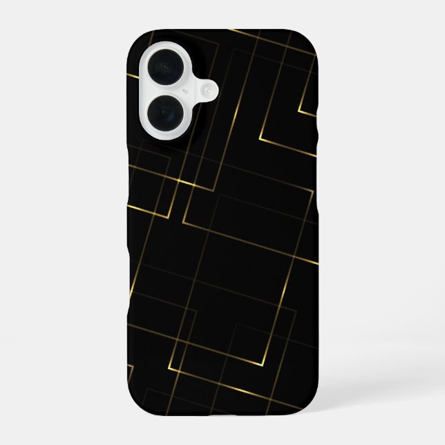 Coque iPhone 16 Marbre noir et or élégant (Verso)