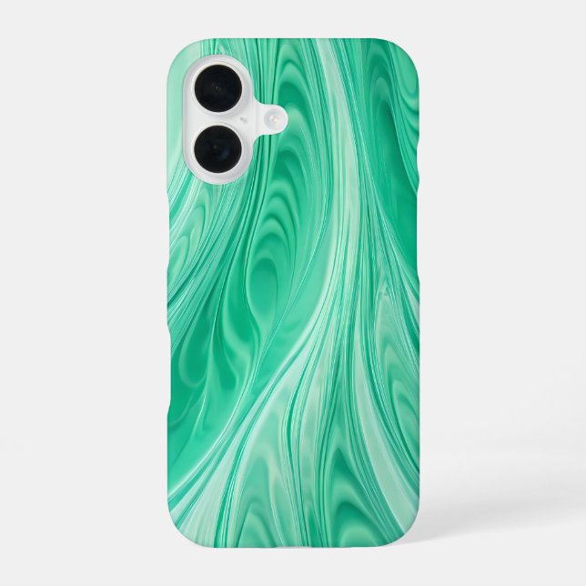 Coque iPhone 16 Marbre Vert Menthe Flow – Motif Fluide Abstrait (Verso)