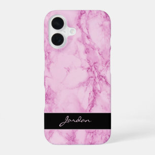 Coque iPhone 16 Marbre Violet Lavande Poli avec Nom