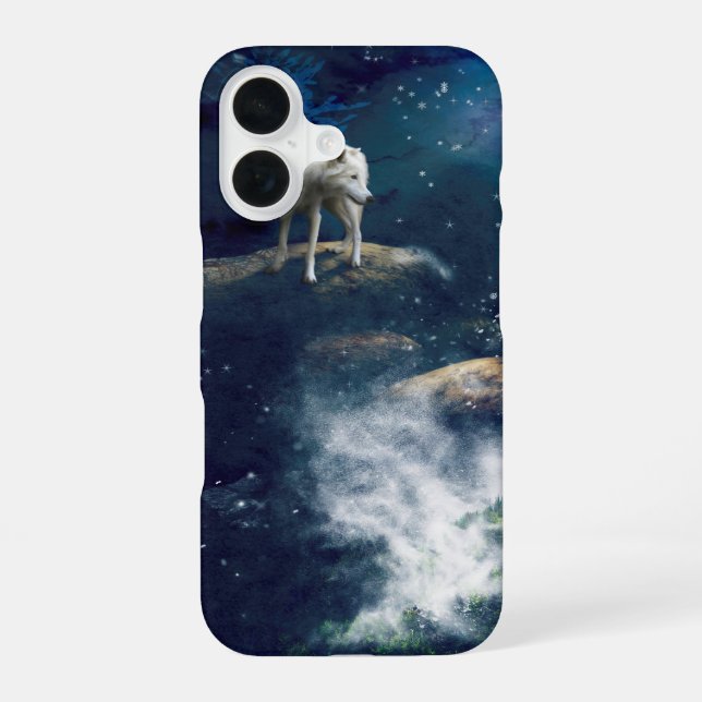 COQUE iPhone 16 MARCHEUR DE LA LUNE AU LOUP ARCTIQUE (Verso)
