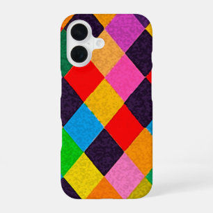 Coque iPhone 16 MARDI GRAS HARLEQUIN MOTIF Losanges colorés