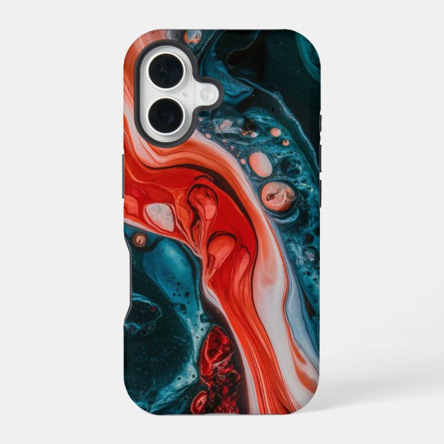 Coque iPhone 16 Marée Rouge Abstraite (Verso)