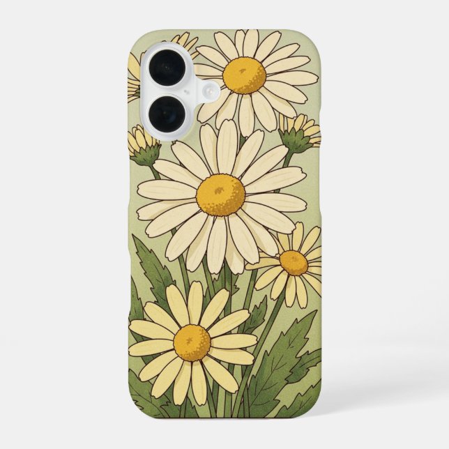 Coque iPhone 16 Marguerites sauvages vintage (Verso)