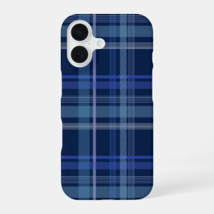 Coque iPhone 16 Marine Bleu Plaid Tartan Cute Retro esthétique
