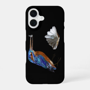 Coque iPhone 16 MARTIN-PECHEUR, COQUILLAGE ET PERLE Bleu électriqu