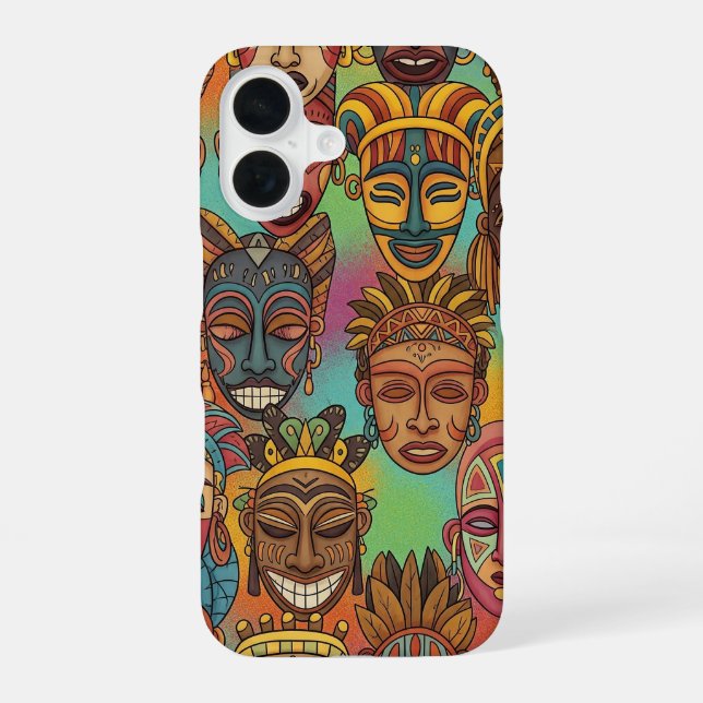COQUE iPhone 16 MASQUE TRIBAL AFRICAIN (Verso)