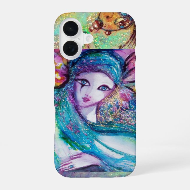 COQUE iPhone 16 MASQUE VENITIEN /MASQUE BLEU (Verso)