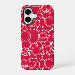 Coque iPhone 16 Matrice florale abstraite (Rouge) Beaux-arts