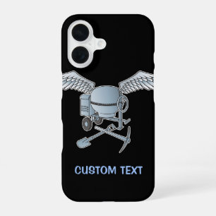 Coque iPhone 16 Mélangeur de béton bleu-gris
