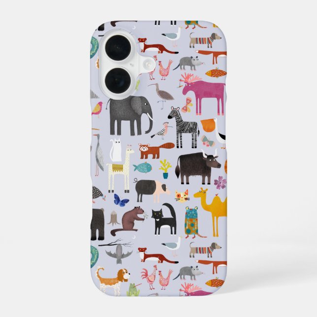Coque iPhone 16 Ménagerie animale (Verso)
