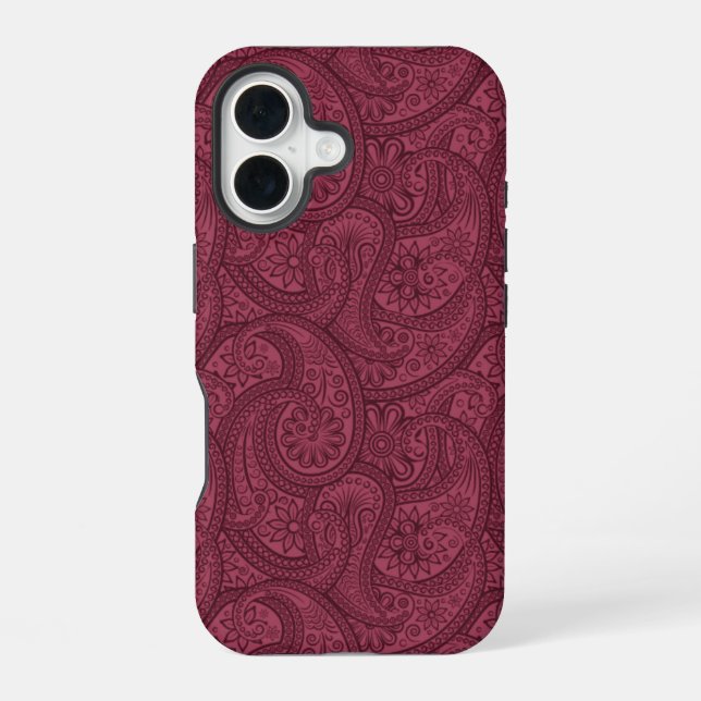 Coque iPhone 16 Merlot Paisley (Verso)