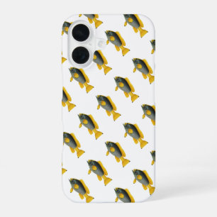 Coque iPhone 16 Mérou bleu et jaune, vie marine vintage