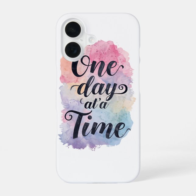 Coque iPhone 16 Message de motivation à l'aquarelle douce (Verso)