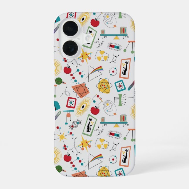 Coque iPhone 16 Mi-siècle moderne de l'âge atomique STEM Physique  (Verso)