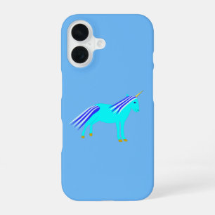 Coque iPhone 16 Mignon Garçon Bébé Licorne Bleue