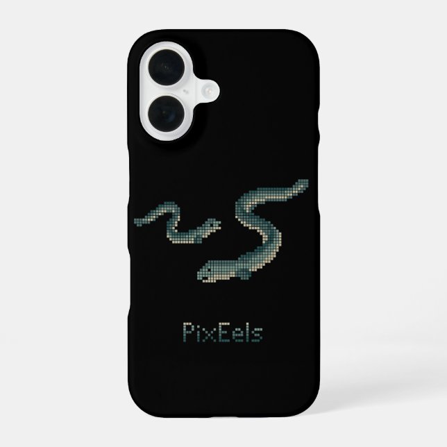 Coque iPhone 16 Mignons "PixEels" Anguilles Pixelisées Graphique (Verso)
