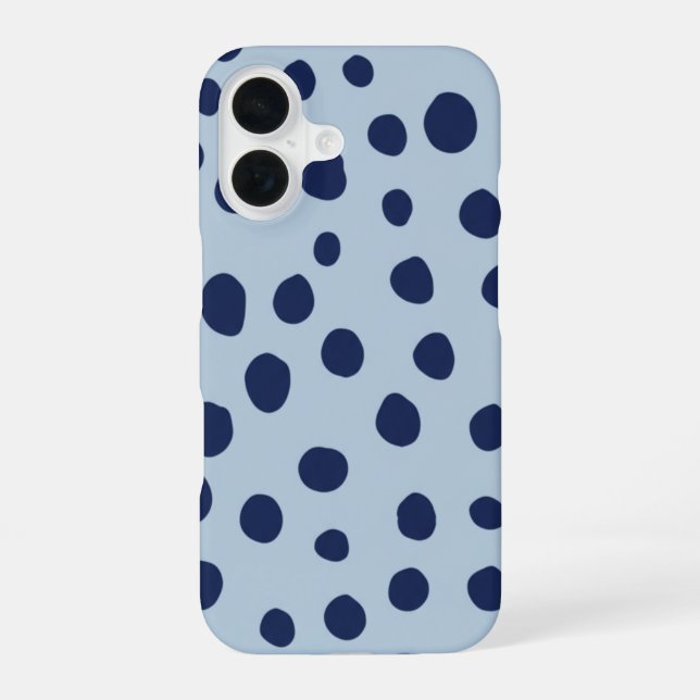 Coque iPhone 16 Minimal Blue Polka Dot Phone Case | Modern Aesthet (Verso)