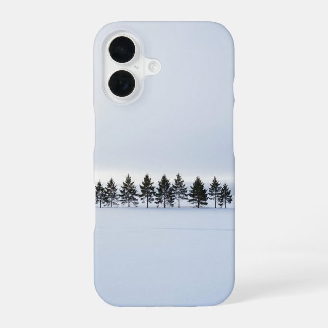 Coque iPhone 16 Minimal Winter Tiny Trees White Phone Case (Verso)