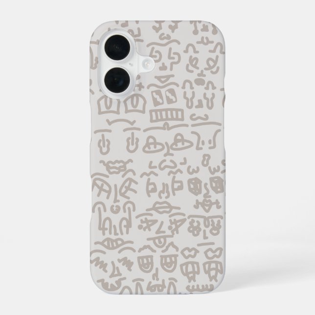 Coque iPhone 16 Minimalist Beige Doodle Pattern  Case – Abst (Verso)