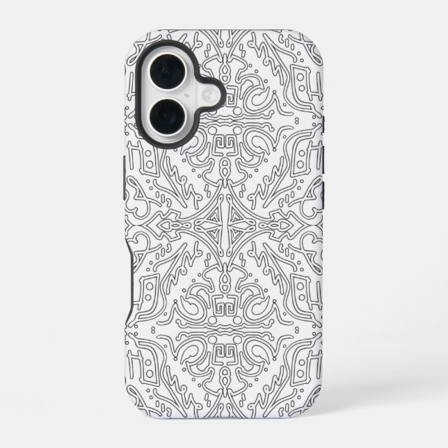 Coque iPhone 16 Minimalist Grey Floral Pattern (Verso)