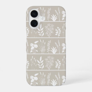Coque iPhone 16 Minimaliste beige neutre silhouette de plante à ra