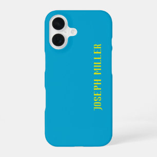 Coque iPhone 16 Minimaliste Personnalisé, Élégant Bleu et Jaune