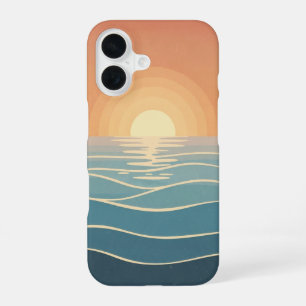 Coque iPhone 16 Minimaliste Soleil et Mer Vintage