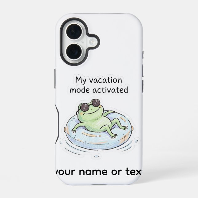Coque iPhone 16 Mode Vacances Grenouille Mignonne Activé Été Drôle (Verso)