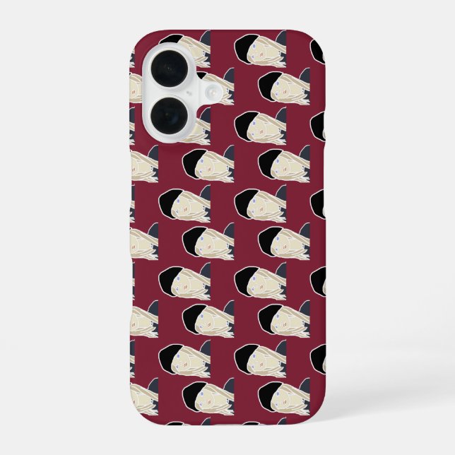 Coque iPhone 16 modèle beanie boy rouge (Verso)