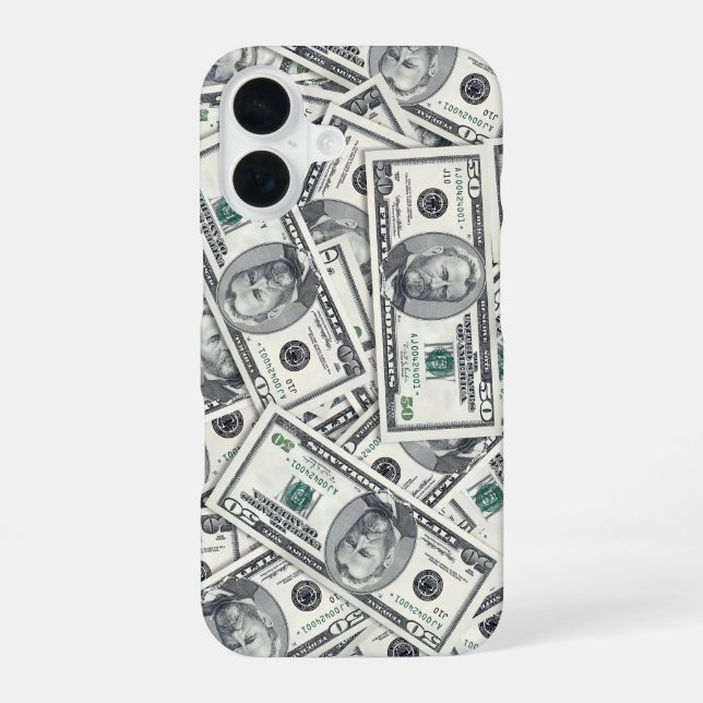 Coque iPhone 16 Modèle de billet de cinquante dollars (Verso)