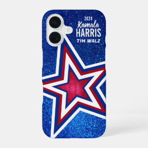 Coque iPhone 16 Modèle de campagne américain paillettes rouge blan