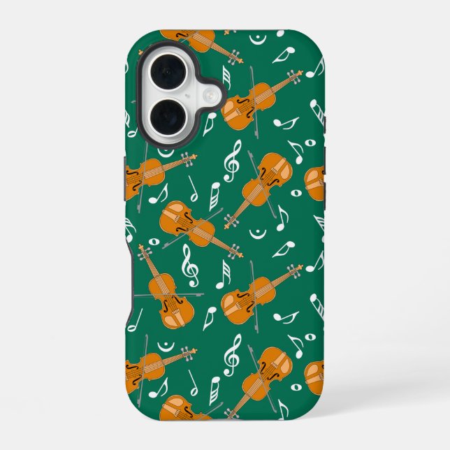Coque iPhone 16 Modèle de notes de musique de violon (Verso)