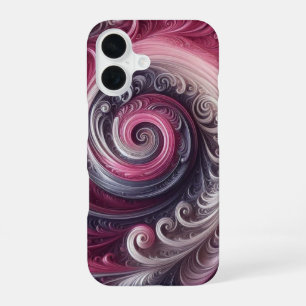 Coque iPhone 16 Moderne Abstrait Simple Tourbillonnant Rose et Vio