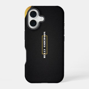 Coque iPhone 16 Moderne minimaliste noir et or à personnaliser