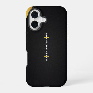 Coque iPhone 16 Moderne minimaliste noir et or à personnaliser