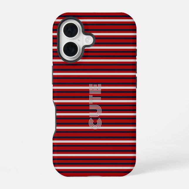 Coque iPhone 16 Moderne Monogrammé Rayé  (Verso)