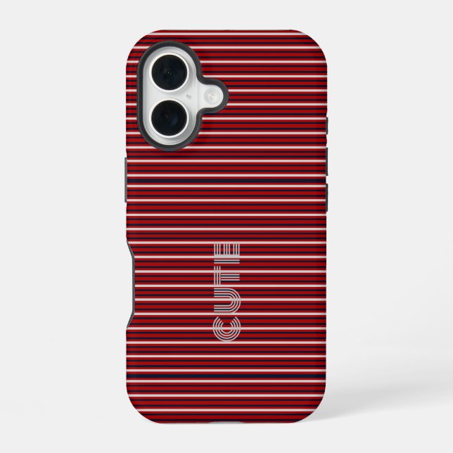 Coque iPhone 16 Moderne rayé monogrammé  (Verso)