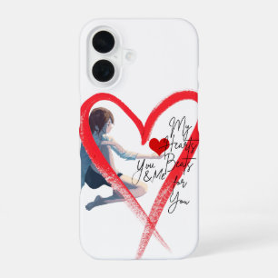 Coque iPhone 16 Mon cœur bat pour toi – Étui de téléphone romantiq