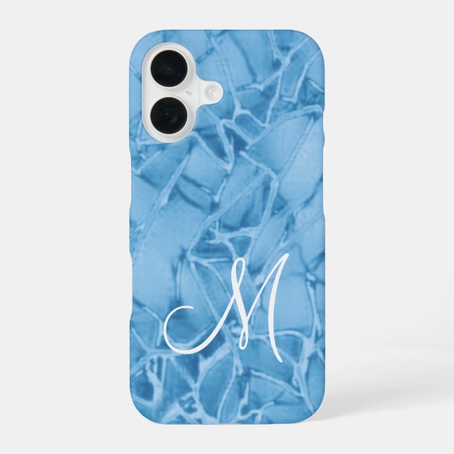 Coque iPhone 16 Monogramme bleu (Verso)