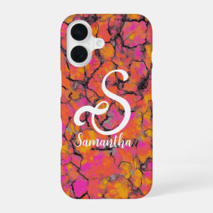 Coque iPhone 16 Monogramme de marbre tropical