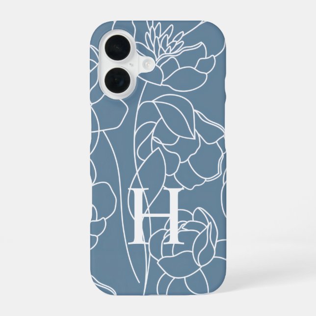 Coque iPhone 16 Monogramme de nom de fleur sauvage aquarelle moder (Verso)