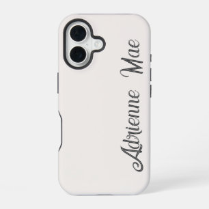 Coque iPhone 16 Monogramme de nom en écriture moderne crème ivoire