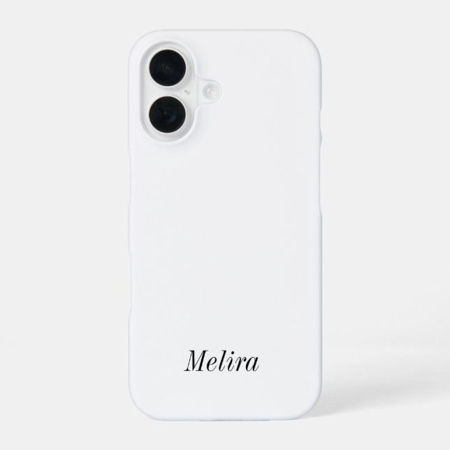 Coque iPhone 16 Monogramme de nom noir et blanc moderne (Verso)