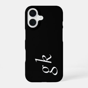Coque iPhone 16 Monogramme de nom noir et blanc moderne