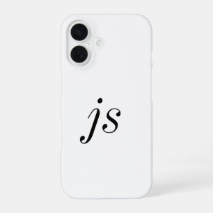 Coque iPhone 16 Monogramme de nom noir et blanc moderne