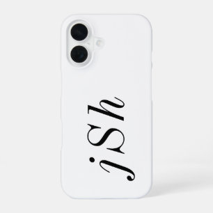 Coque iPhone 16 Monogramme de nom noir et blanc moderne