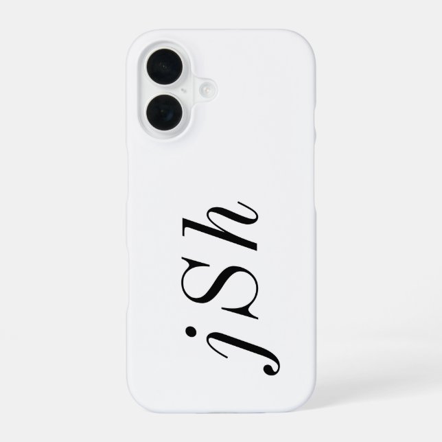 Coque iPhone 16 Monogramme de nom noir et blanc moderne (Verso)