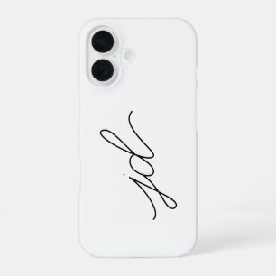 Coque iPhone 16 Monogramme de nom noir et blanc moderne