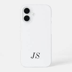 Coque iPhone 16 Monogramme de nom noir et blanc moderne